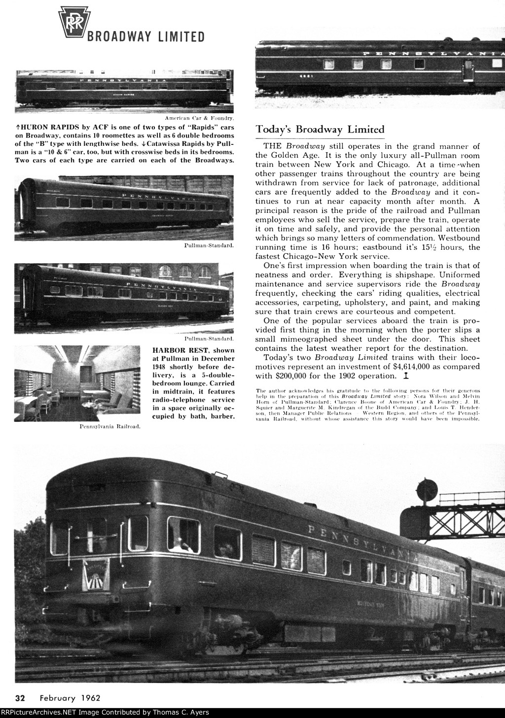 PRR "The Broadway Limited," Page 32, 1962